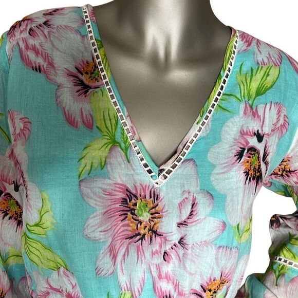 NWT Debbie Katz Lulu Dress Cotton Bohemian Floral (008) - Picture 3 of 13